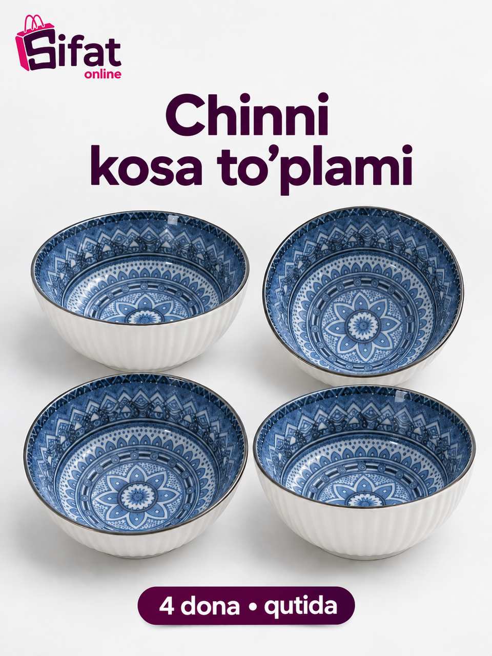 Chinni kosa to'plami, 4 dona