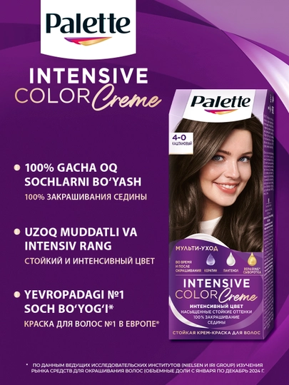 Palette Intensive Color Creme soch bo'yog'i N1 / 1-0 Qora, 110 ml
