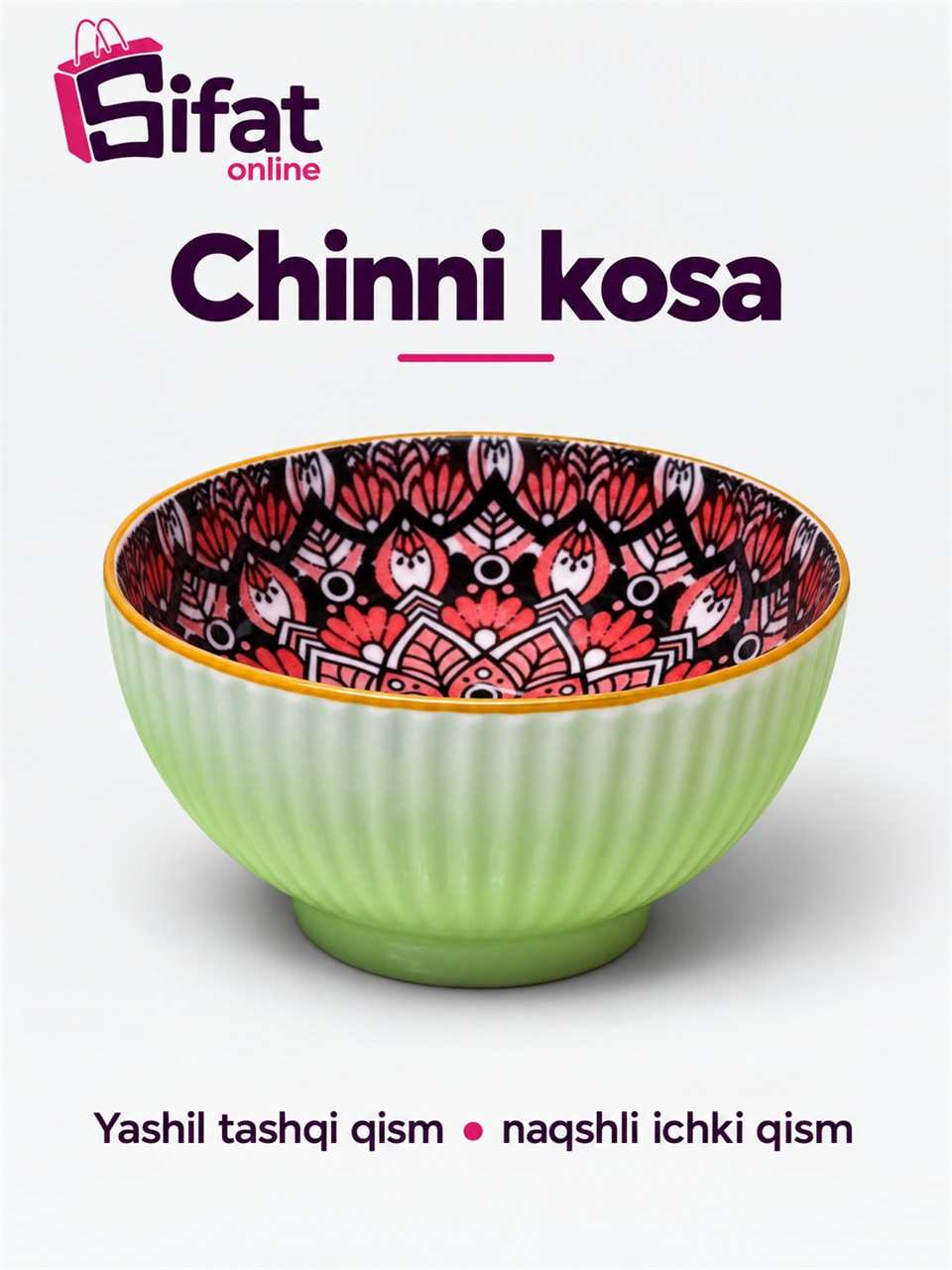 Bohemia naqshli chinni kosa to'plami, 2 dona