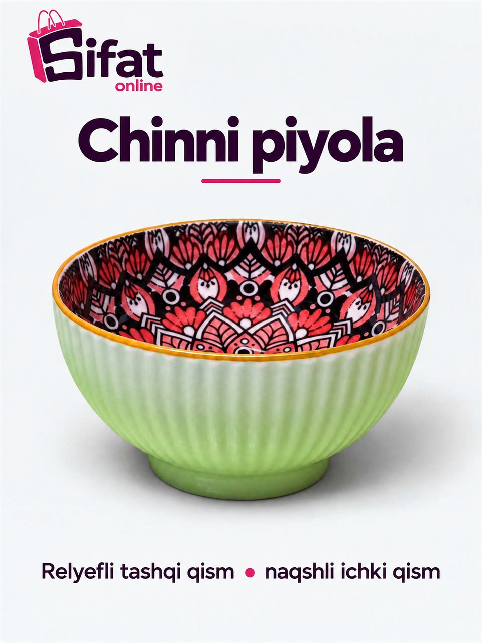 Bohemia naqshli chinni piyola to'plami, 2 dona