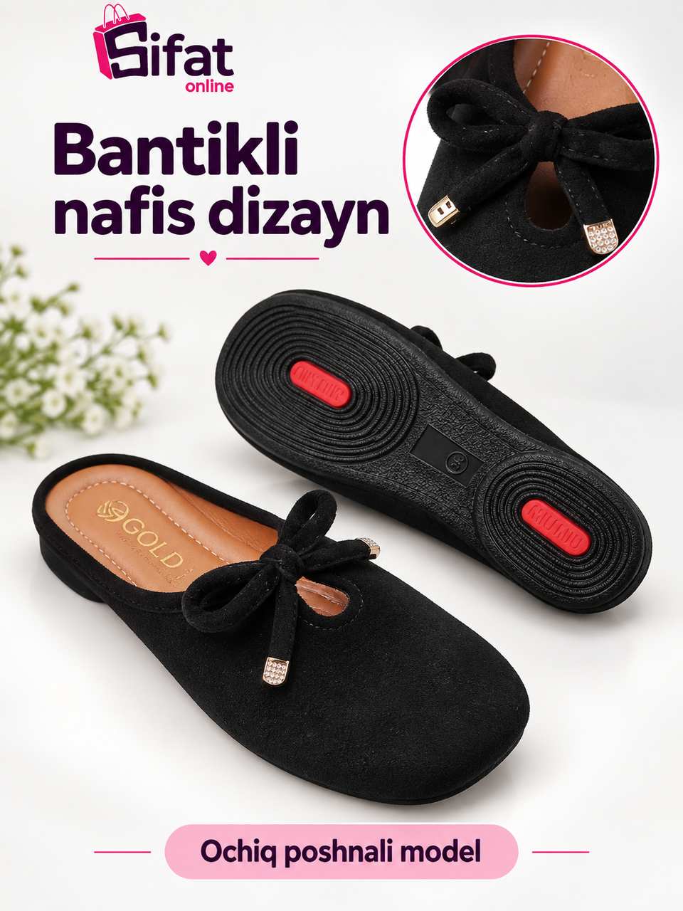 Ayollar uchun bantikli qora sabotka