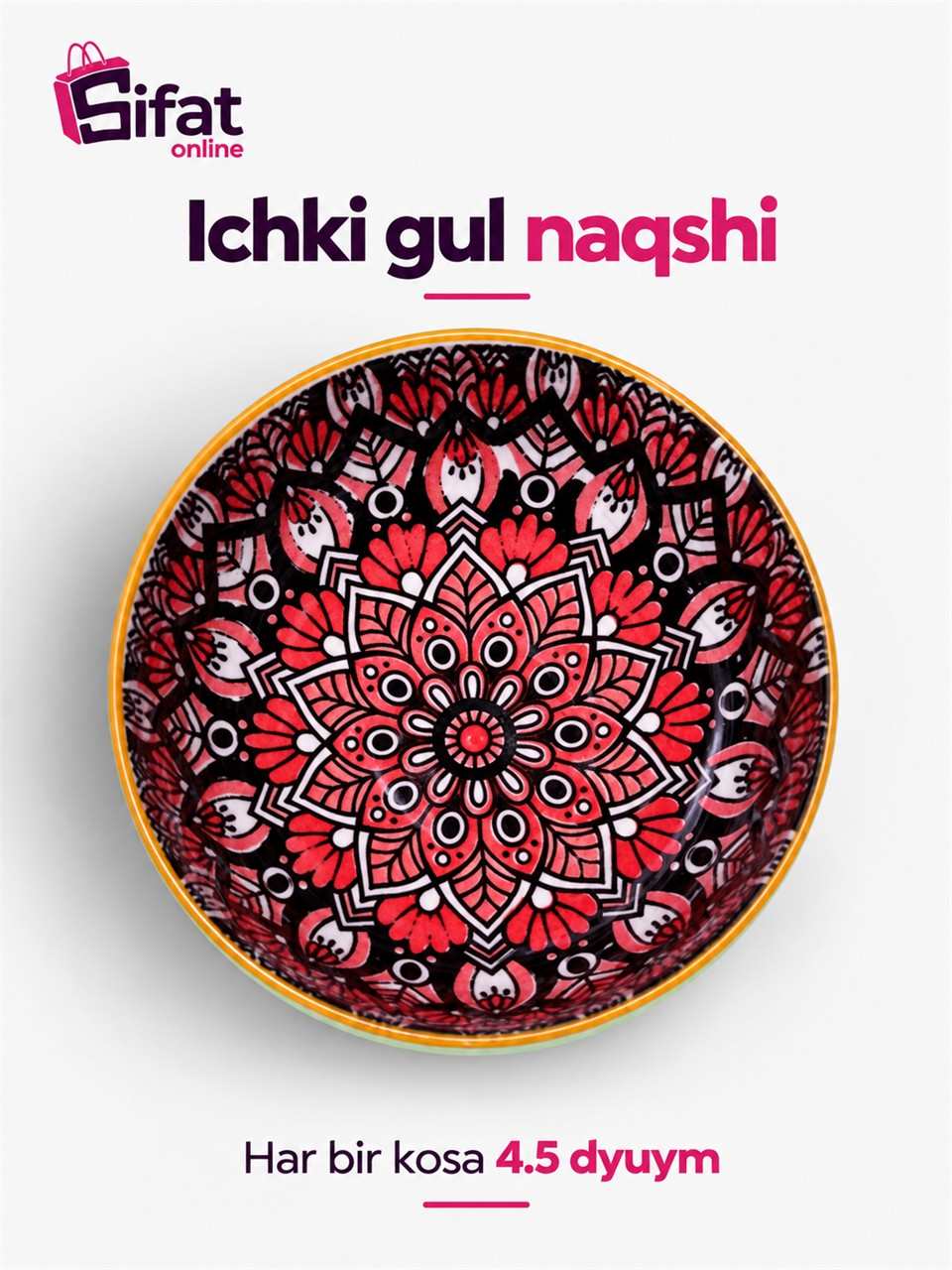 Bohemia naqshli chinni kosa to'plami, 2 dona