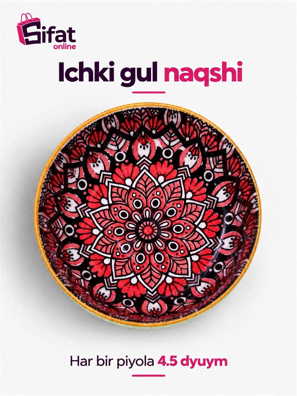 Bohemia naqshli chinni piyola to'plami, 2 dona