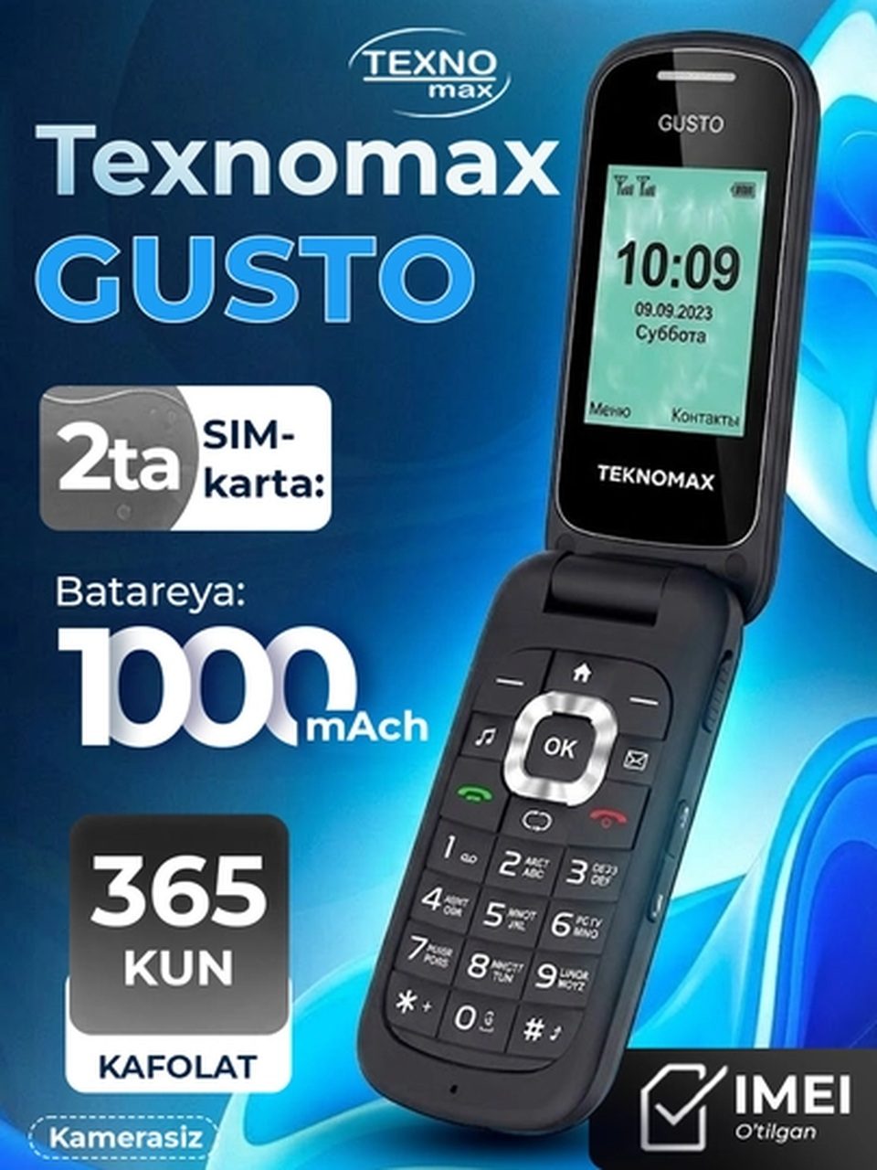Texnomax Gusto tugmali mobil telefon, 2 SIM