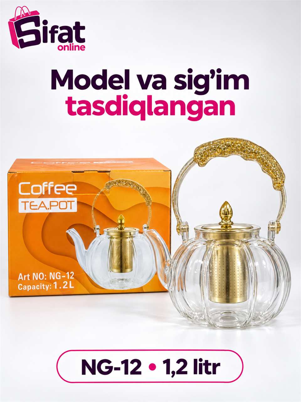 NG-12 filtrli shisha choynak, 1.2 litr