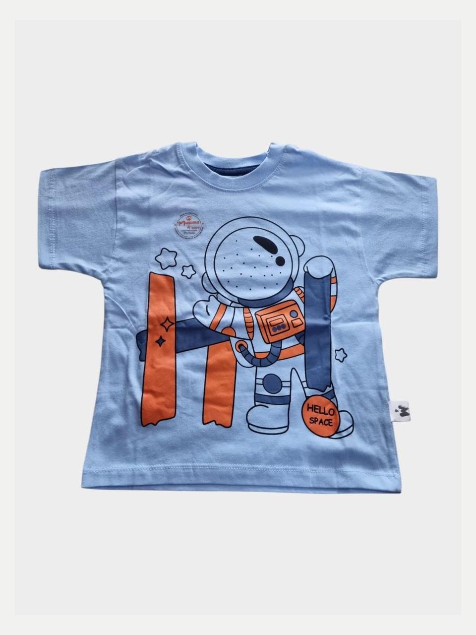 Bolalar astronaut printli futbolkasi, havorang