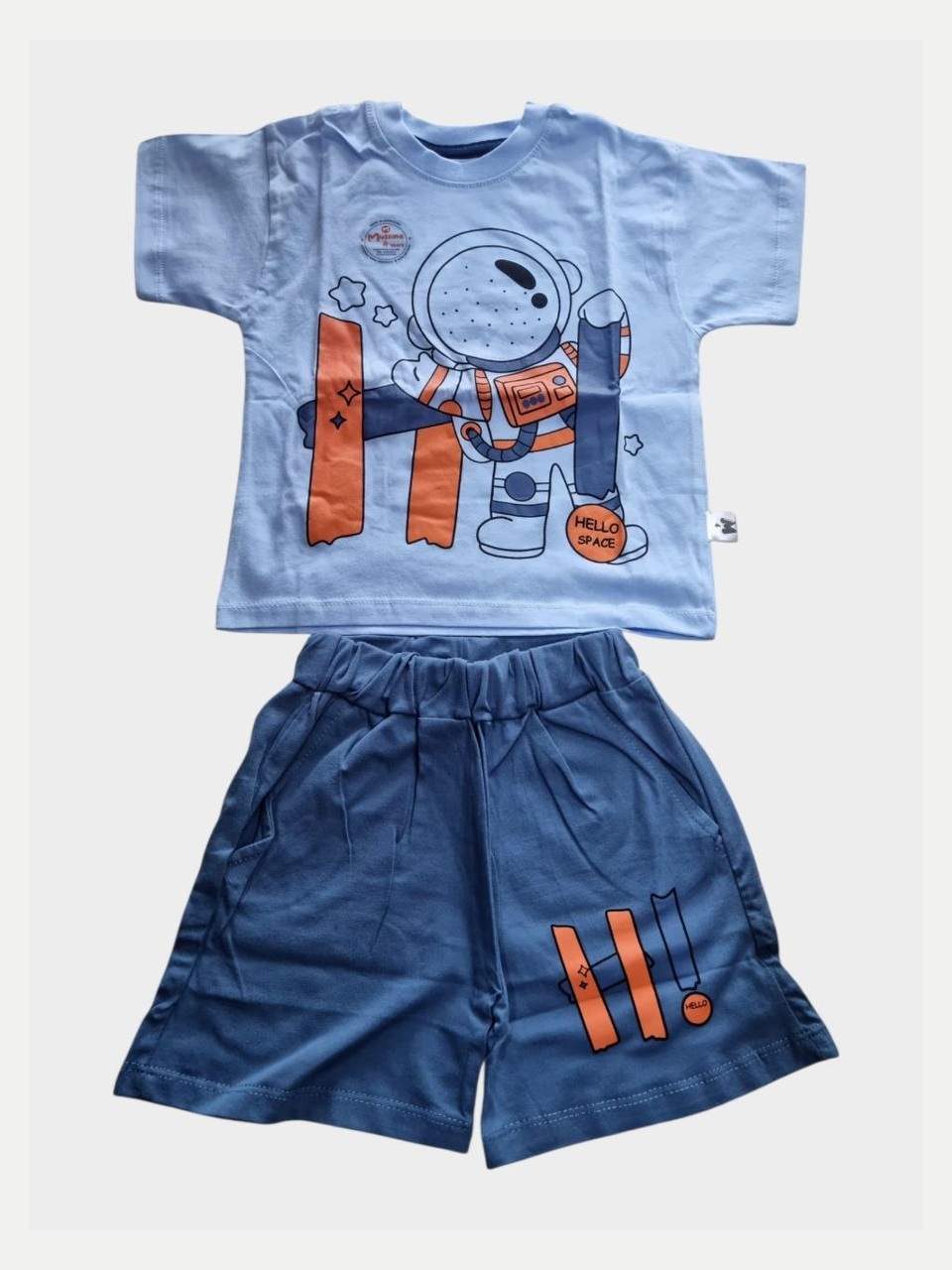 Bolalar astronaut printli futbolkasi, havorang