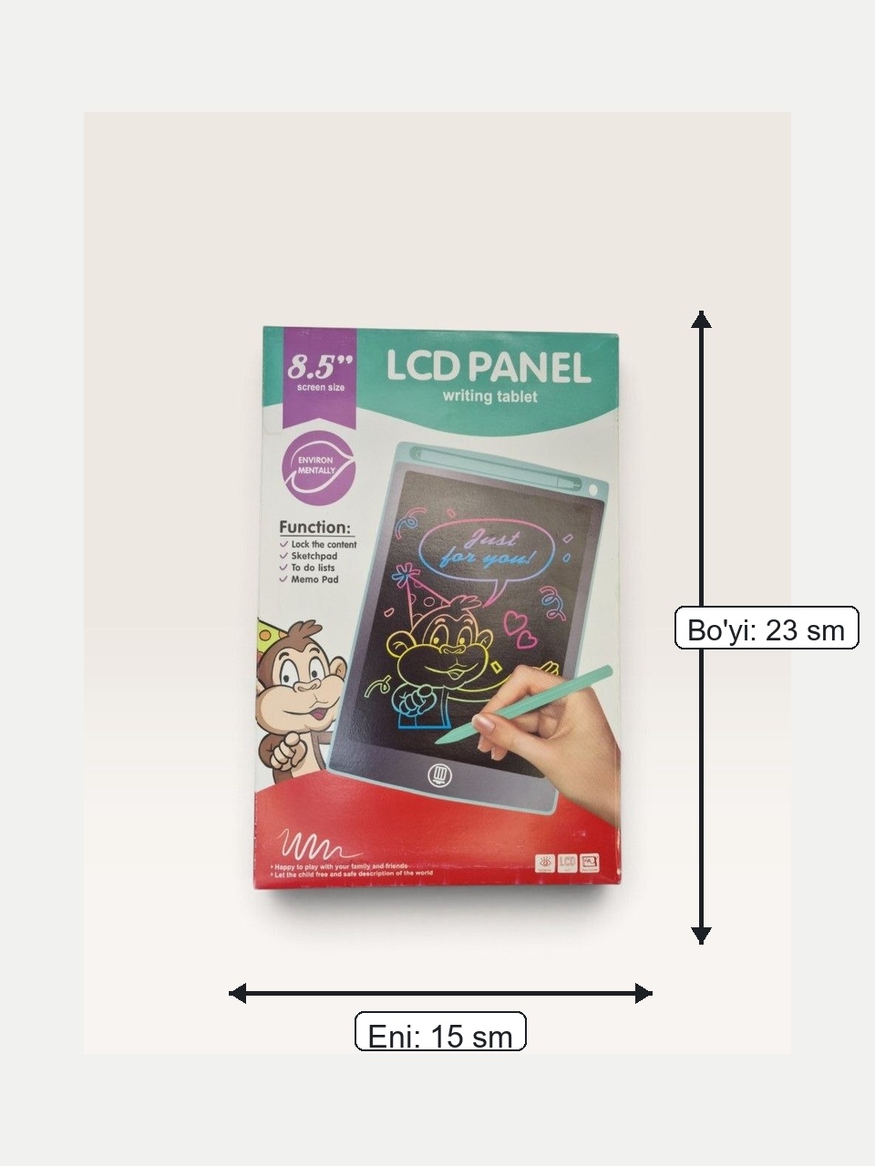 LCD chizish plansheti, 10 dyuym, 25x18 sm