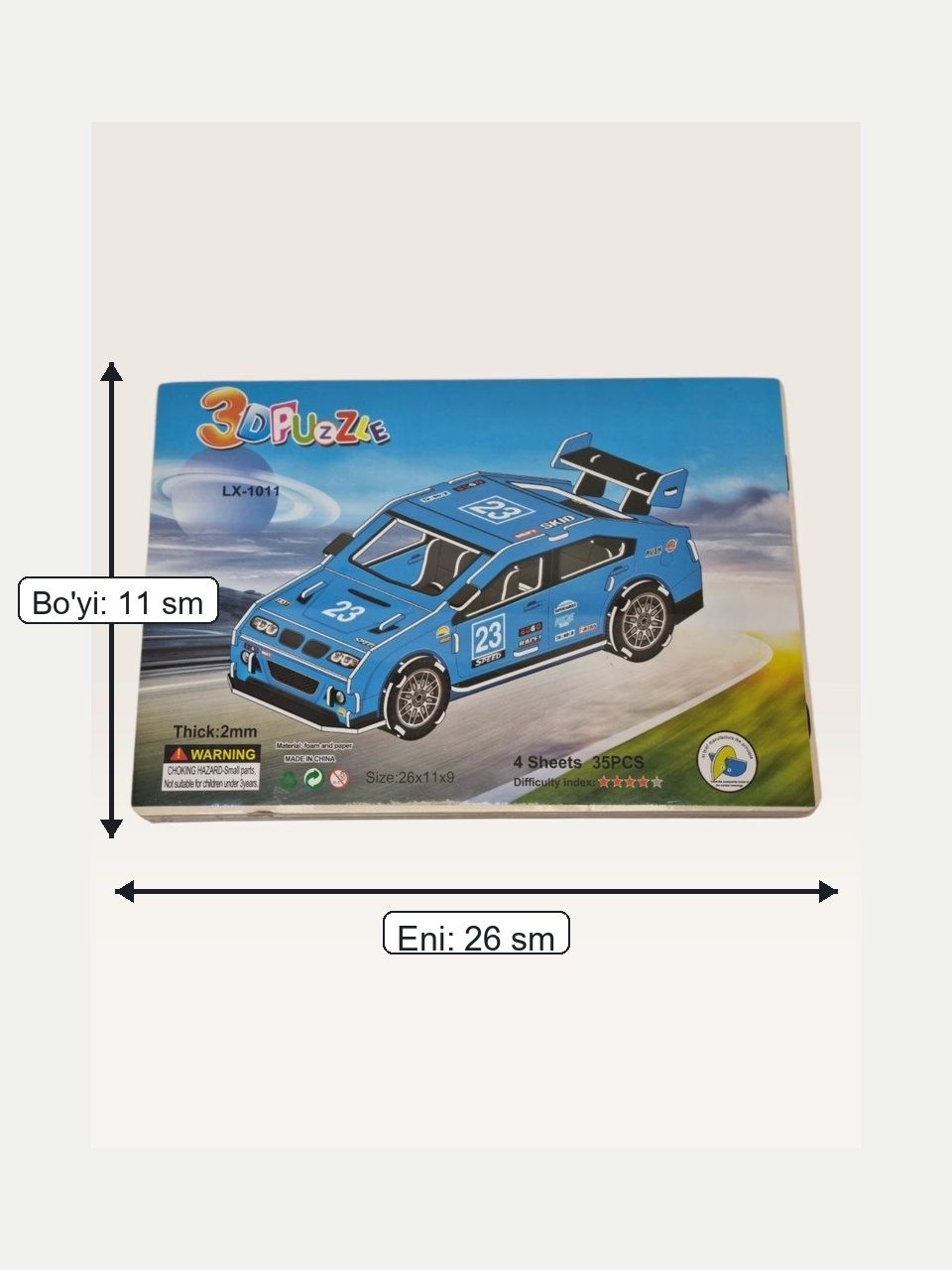 3D Puzzle o'yinchoq mashina modeli, 26x11x9 sm