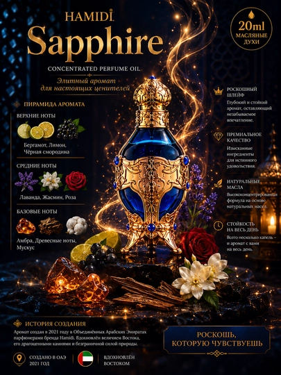Hamidi Sapphire moyli atiri, 2 ml quyma