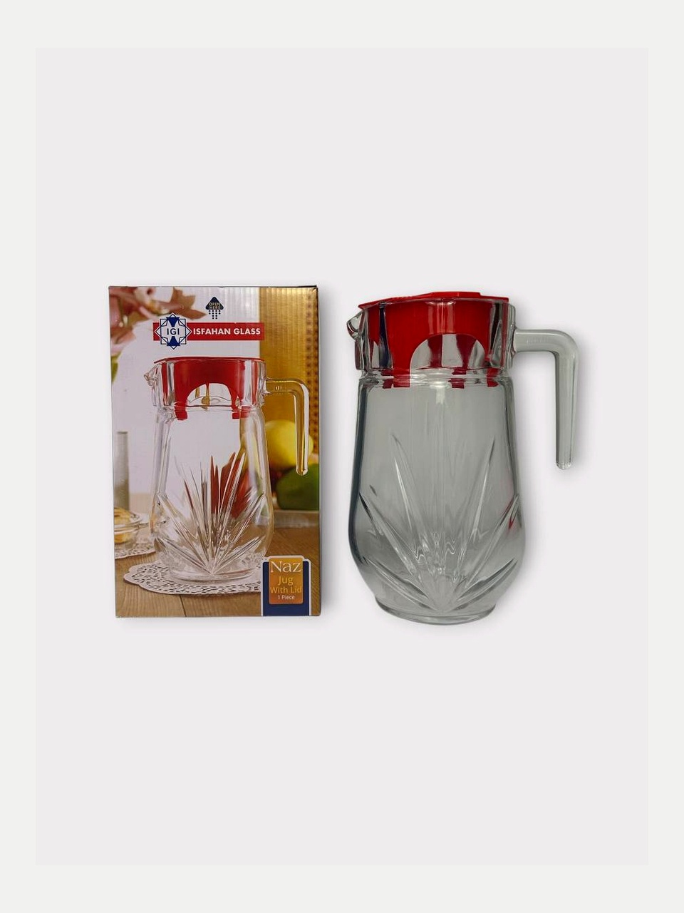 Isfahan Glass "Naziz" grafini, qopqoqli, 1.5 L (Eron)