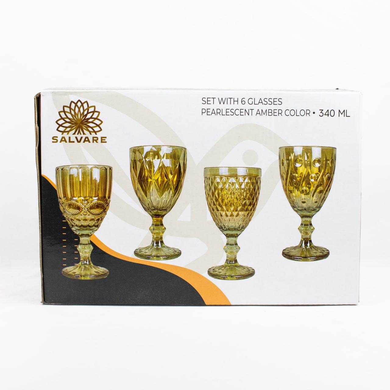 Salvare Pearlescent Amber shisha bokallar to'plami, 340 ml, 6 dona