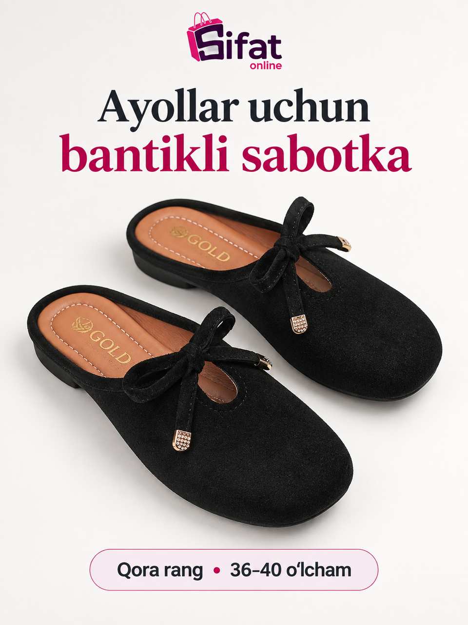 Ayollar uchun bantikli qora sabotka - Qora