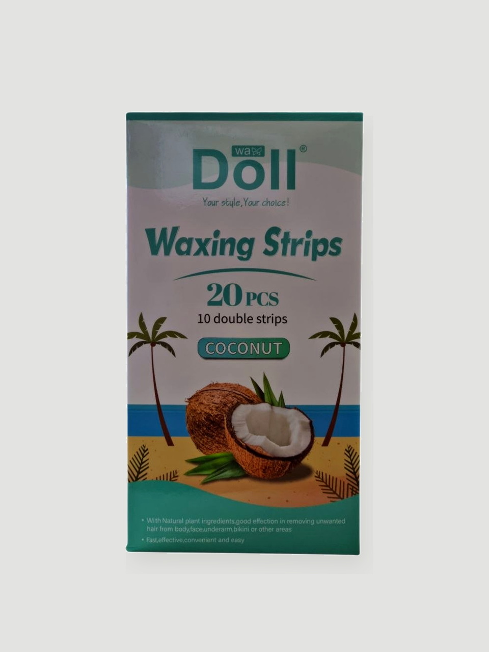 Doll Waxing Strips Coconut mumli poloskalari, 10 dona - Yashil