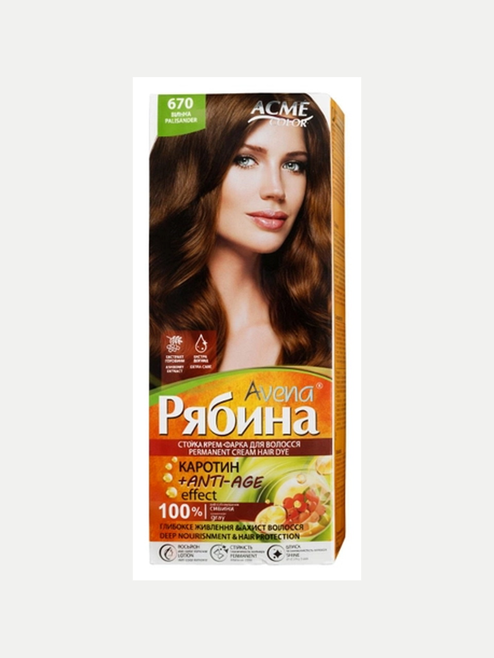 ACME Color Avena Ryabina soch bo'yog'i 670 Bronza, 100 ml - Jigarrang-mis