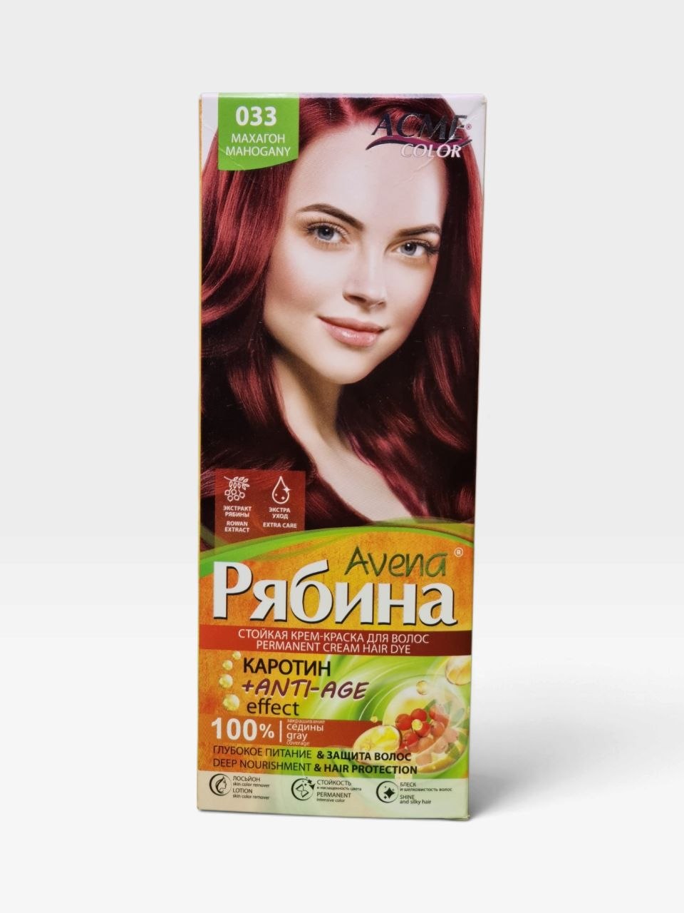 ACME Color Avena Ryabina soch bo'yog'i 033 Mahogon, 100 ml - Jigarrang-mis