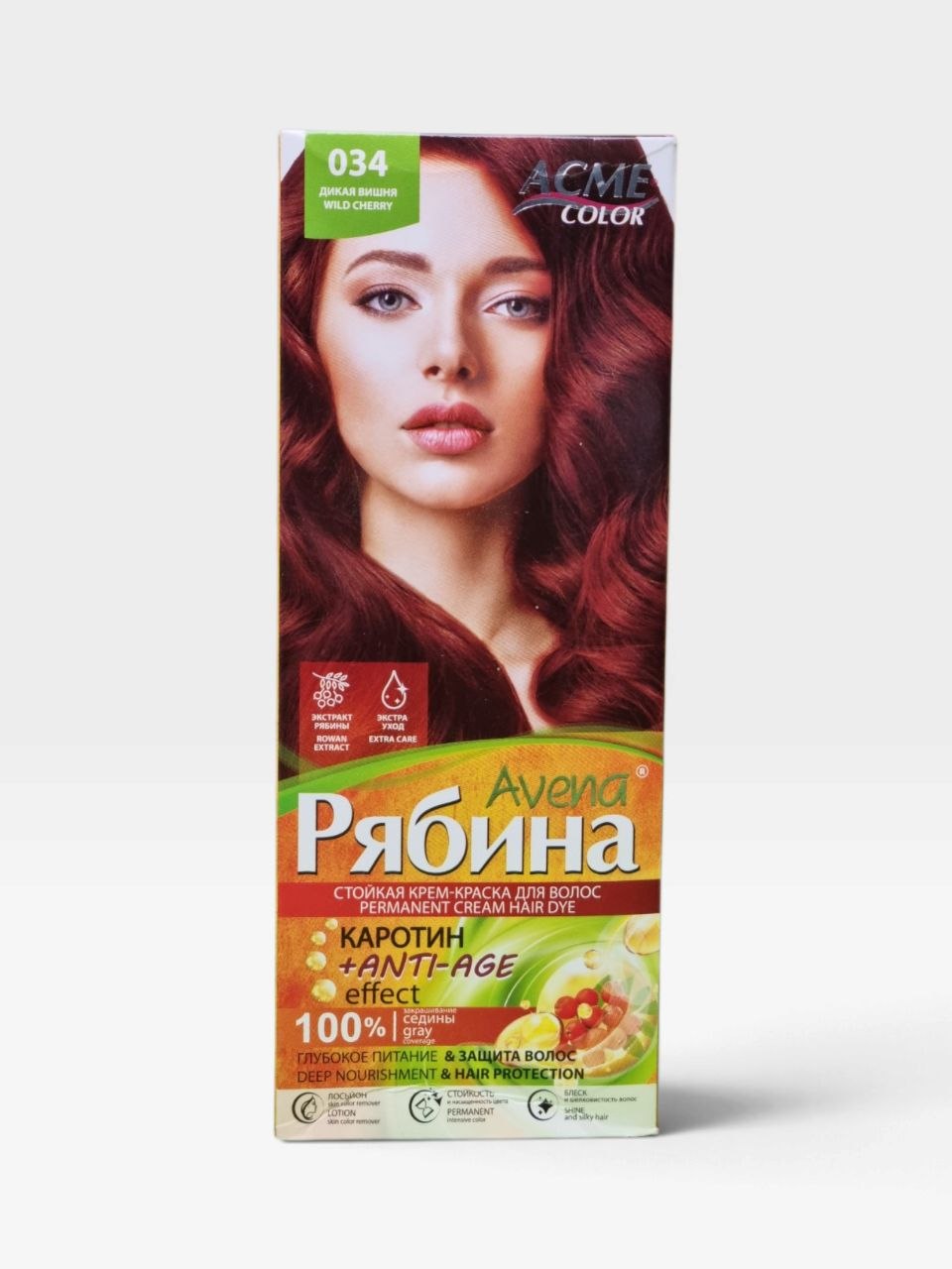 ACME Color Avena Ryabina soch bo'yog'i 034 Yovvoyi gilos, 100 ml - To'q qizil