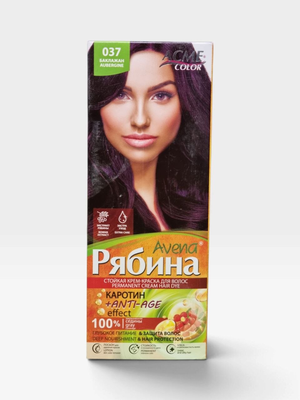 ACME Color Avena Ryabina soch bo'yog'i 037 Baqlajon, 100 ml - Binafsha