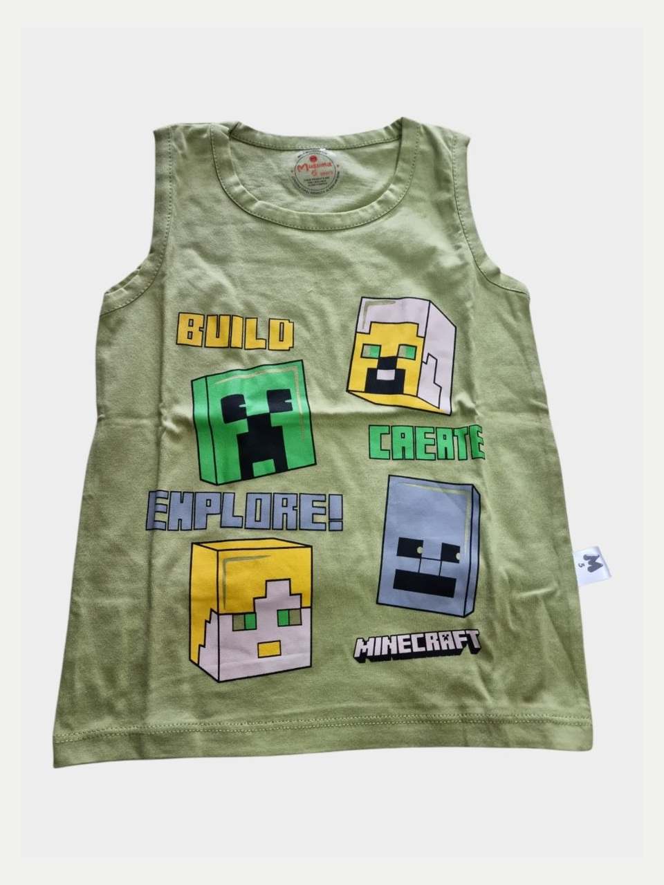 Bolalar Minecraft yengsiz futbolkasi, yashil - Yashil
