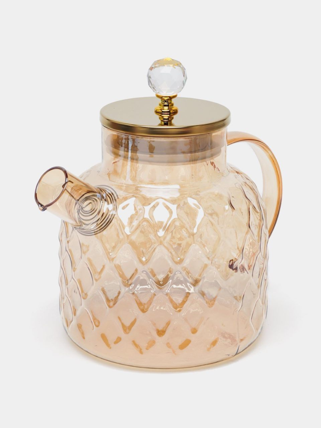 Isiqqa chidamli shisha choynak "Kristall", oltin qopqoqli - Oltin