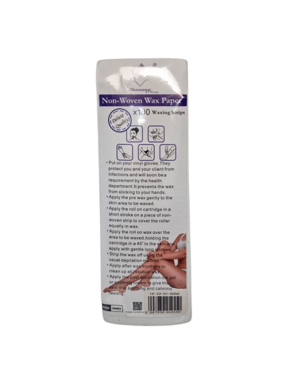 Konsung Non-Woven Wax Paper depilyatsiya qog'ozlari, 100 dona - Oq