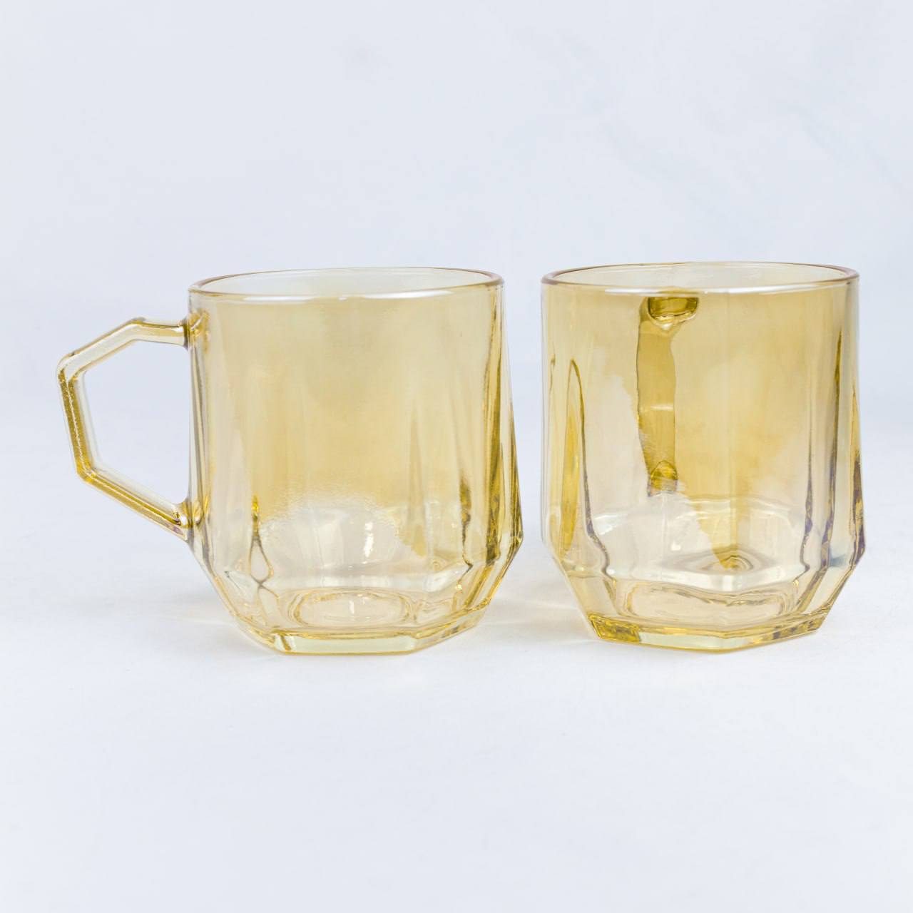 Salvare Amber Glass tilla rangli shisha krujkalar to'plami, 6 dona - Oltin