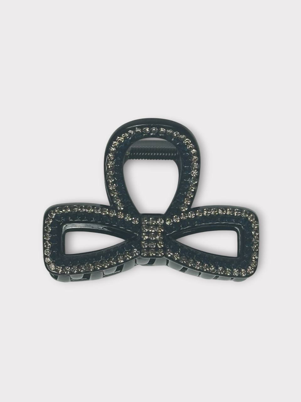 Ayollar uchun kamoncha shaklidagi toshli soch qisqichi (krab), 1 dona - Qora