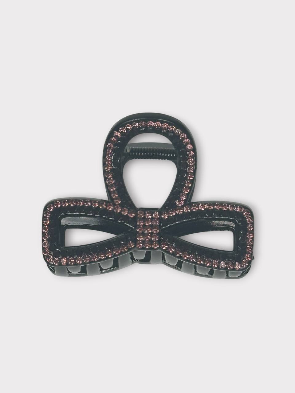 Ayollar uchun kamoncha shaklidagi toshli soch qisqichi (krab), 1 dona - Yorqin pushti