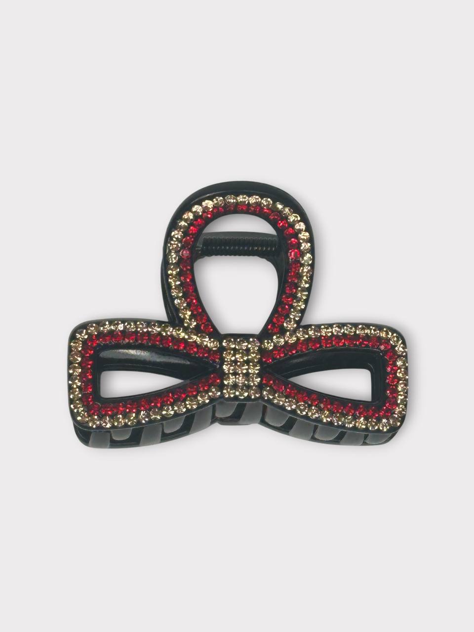 Ayollar uchun kamoncha shaklidagi toshli soch qisqichi (krab), 1 dona - Qizil