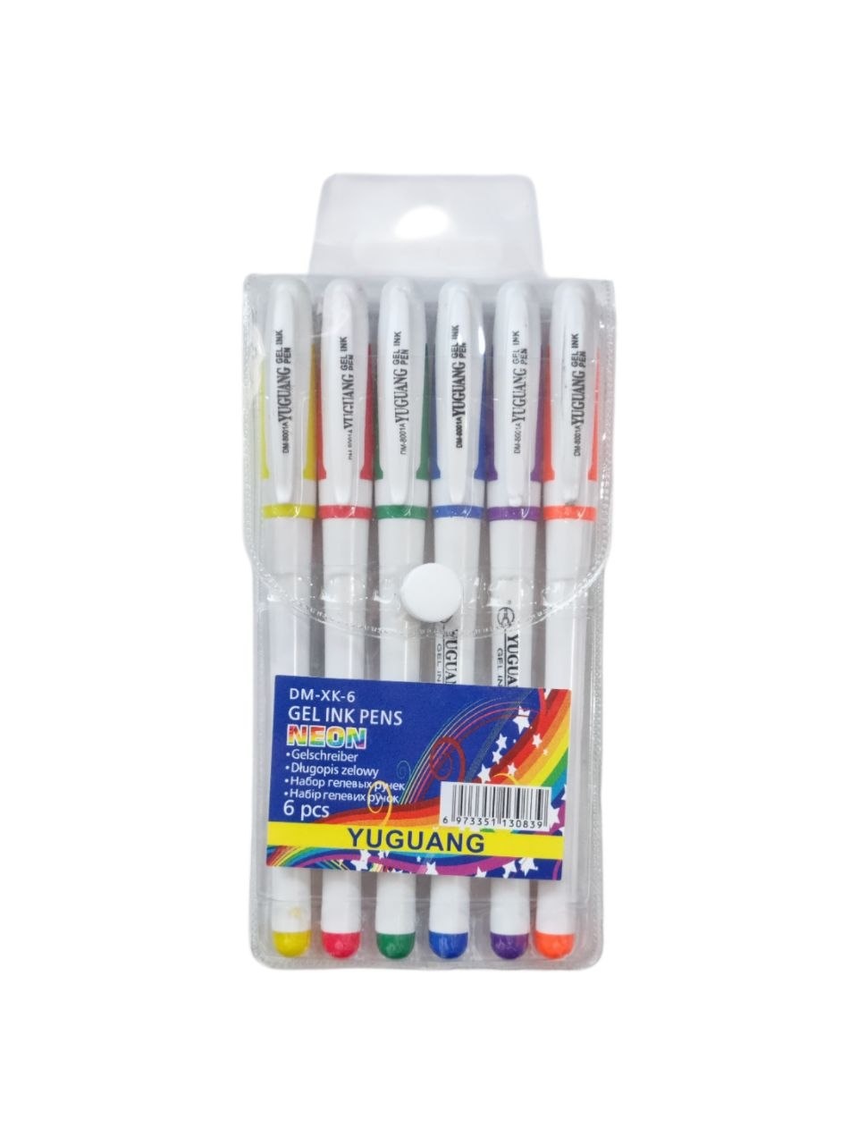 Yuguang Neon Gel Ink Pens rangli gel ruchkalar to'plami, 6 dona - Shaffof